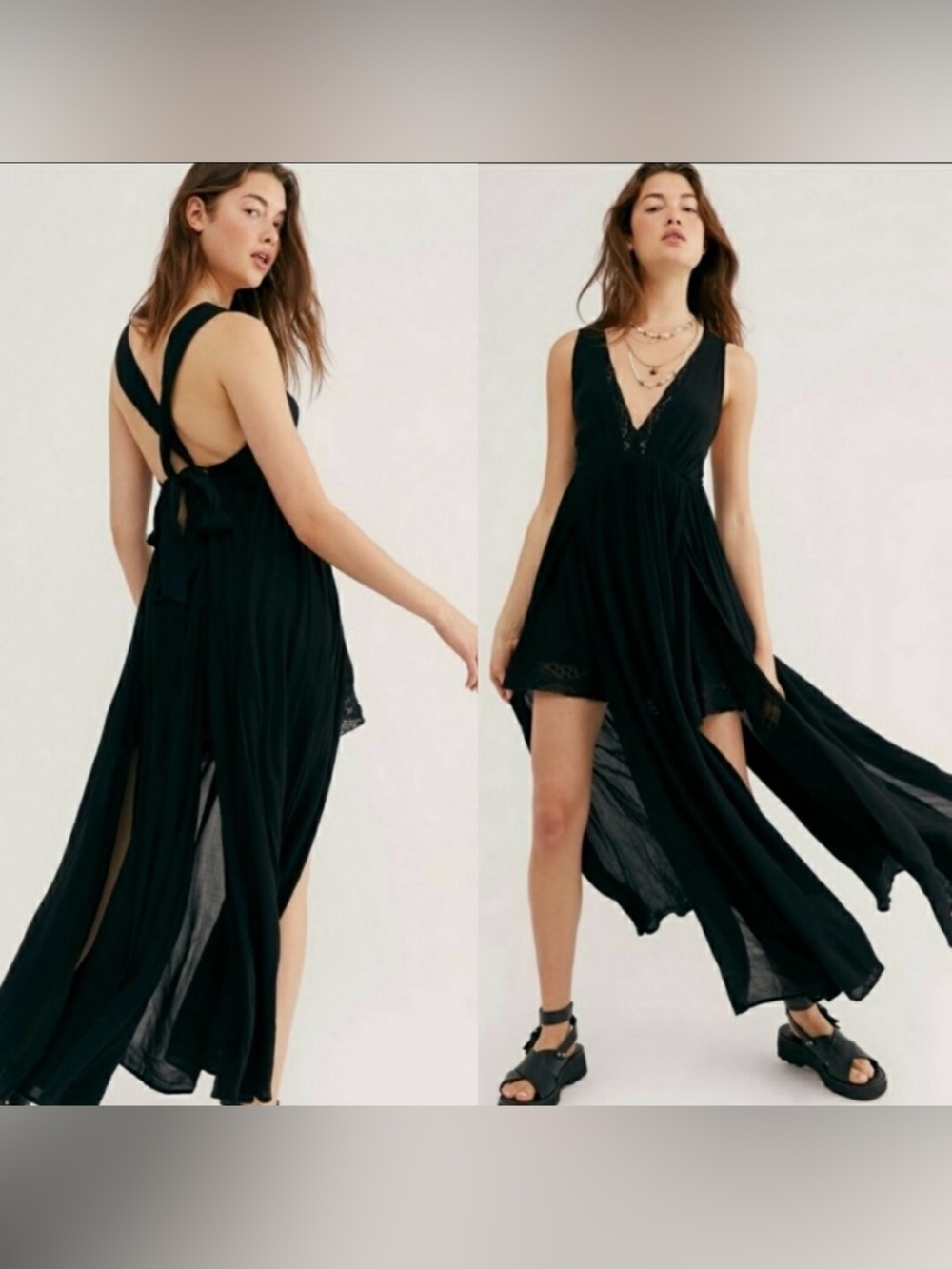Free People Black High-Low Maxi Dress